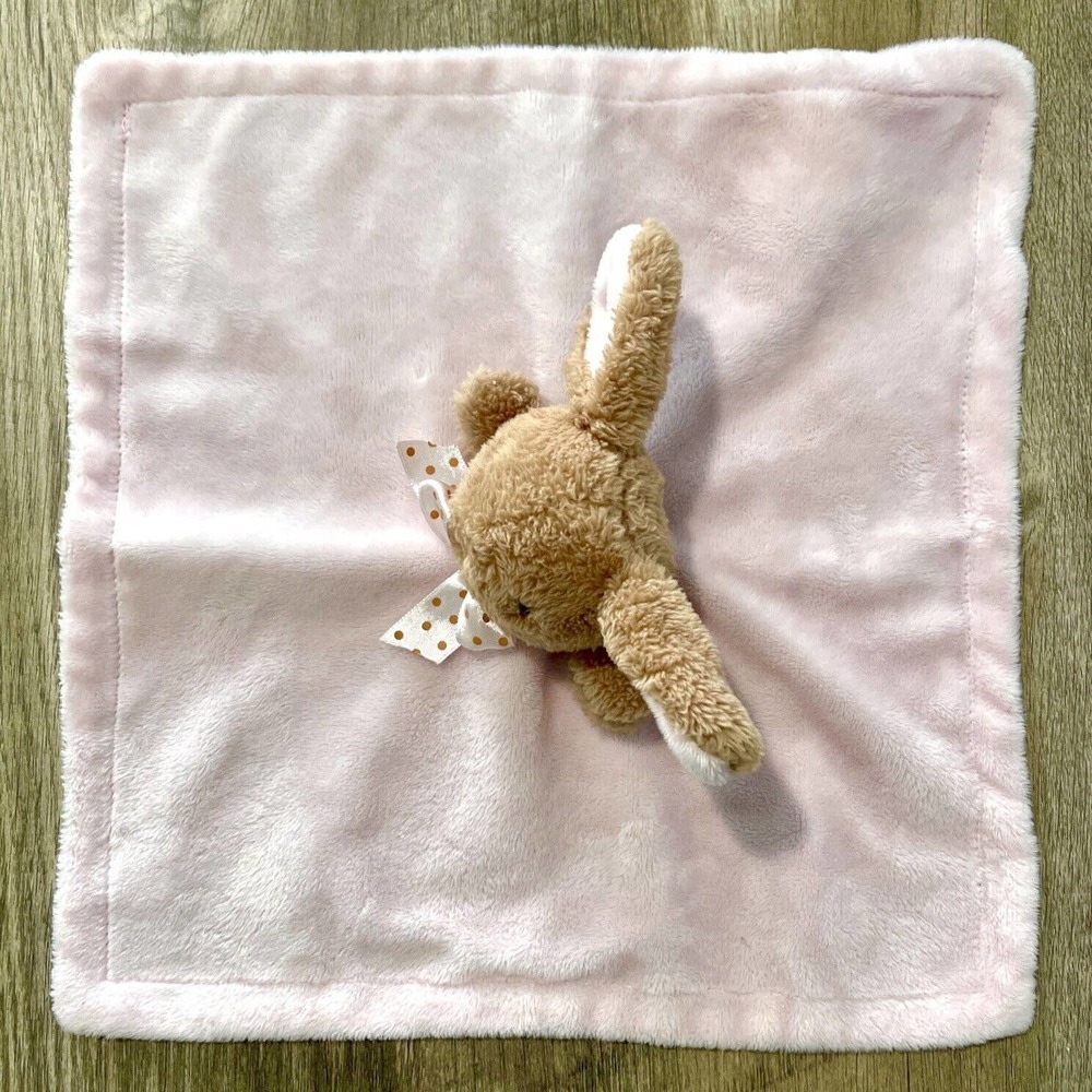 Dan Dee Pink Brown Bunny Rabbit Lovey Rattle Security Blanket Walmart Plush Bow - Picture 4 of 8